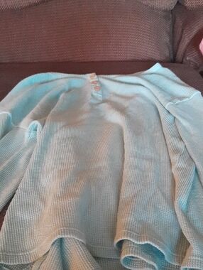 Cat & Jack Light Blue Waffle-Knit Henley Sweater